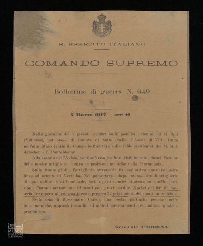 BOLLETTINO DI GUERRA N.649