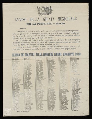 AVVISO DELLA GIUNTA MUNICIPALE PER LA FESTA DEL 22 MARZO