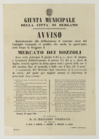 GIUNTA MUNICIPALE DELLA CITTA' DI BERGAMO. AVVISO