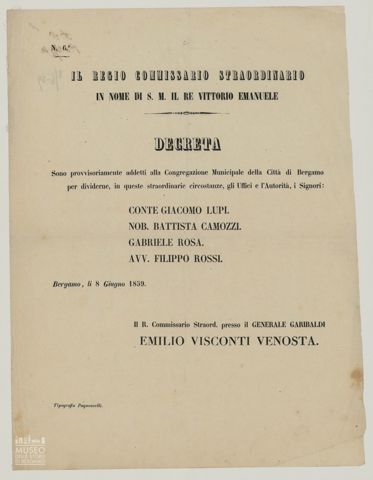 IL REGIO COMMISSARIO STRAORDINARIO IN NOME DI S.M. IL RE VITTORIO EMANUELE