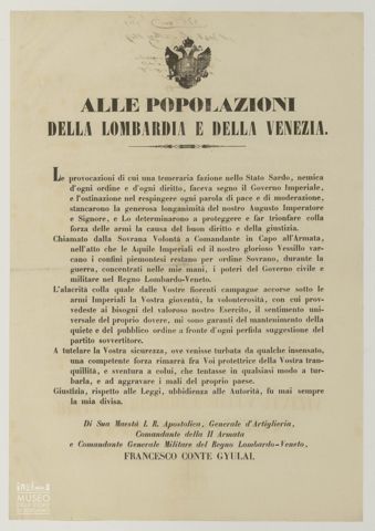 ALLE POPOLAZIONI DELLA LOMBARDIA E DELLA VENEZIA