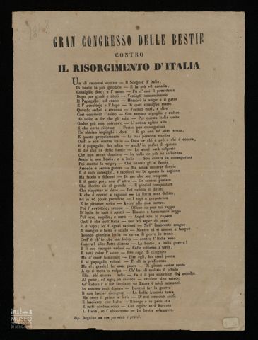 GRAN CONGRESSO DELLE BESTIE CONTRO IL RISORGIMENTO D'ITALIA