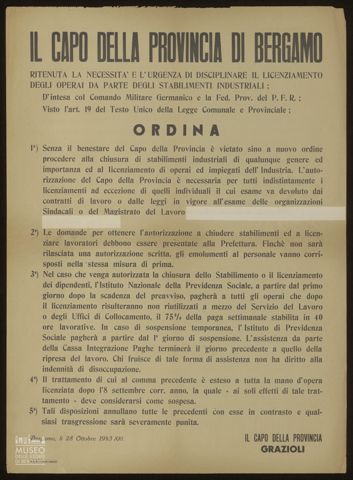 IL CAPO DELLA PROVINCIA DI BERGAMO