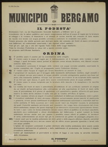 MUNICIPIO DI BERGAMO. IL PODESTA'