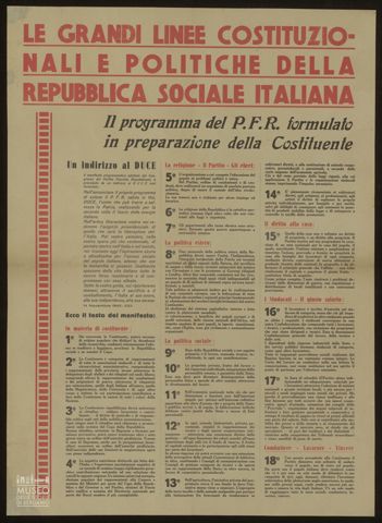 LE GRANDI LINEE COSTITUZIONALI E POLITICHE DELLA REPUBBLICA SOCIALE ITALIANA