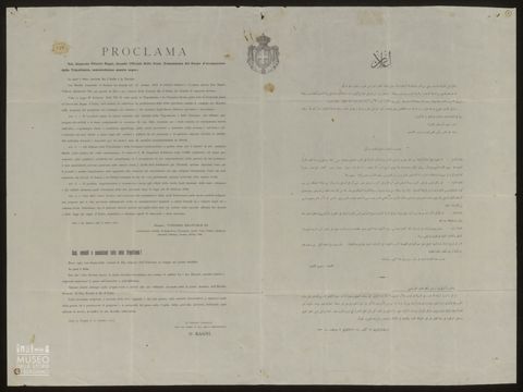 PROCLAMA. NOI, GENERALE OTTAVIO RAGNI, GRANDE UFFICIALE DELLO STATO