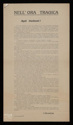 NELL'ORA TRAGICA. AGLI ITALIANI!