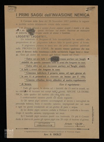 I PRIMI SAGGI DELL'INVASIONE NEMICA