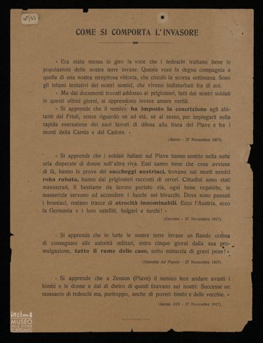 COME SI COMPORTA L'INVASORE