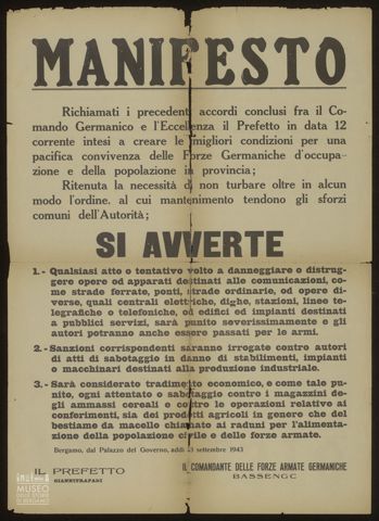 MANIFESTO RICHIAMATI I PRECEDENTI ACCORDI CONCLUSI FRA IL COMANDO GERMANICO