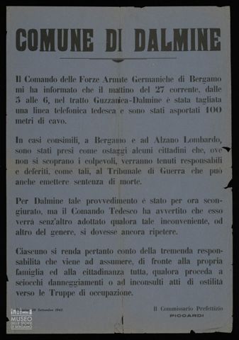IL COMANDO DELLE FORZE ARMATE GERMANICHE DI BERGAMO