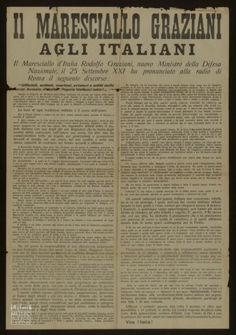 IL MARESCIALLO GRAZIANI AGLI ITALIANI