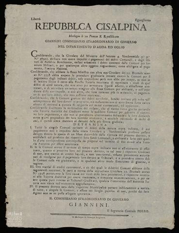 GIANNINI COMMISSARIO STRAORDINARIO DI GOVERNO NEL DIPARTIMENTO D'ADDA ED OGLIO