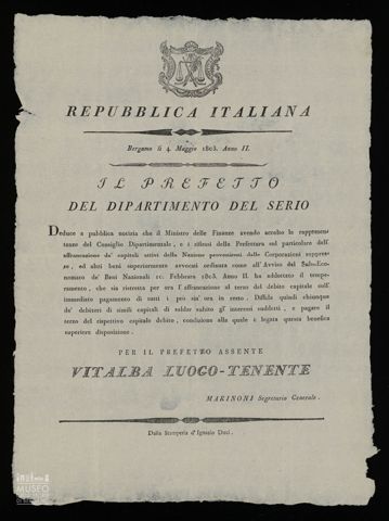 IL PREFETTO DEL DIPARTIMENTO DEL SERIO DEDUCE A PUBBLICA NOTIZIA