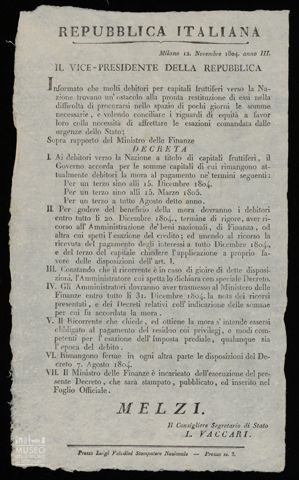IL VICE-PRESIDENTE DELLA REPUBBLICA INFORMATO CHE MOLTI DEBITORI PER CAPITALI