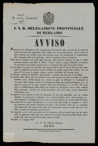 L'I.R. DELEGAZIONE PROVINCIALE DI BERGAMO. AVVISO