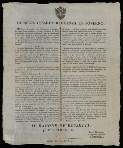 LA REGIA CESAREA REGGENZA DI GOVERNO ALL'INTENTO DI RENDERE PIANA ED AGEVOLE