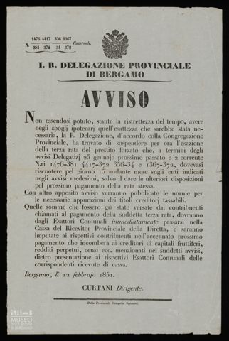 I.R. DELEGAZIONE PROVINCIALE DI BERGAMO AVVISO NON ESSENDOSI POTUTO, STANTE