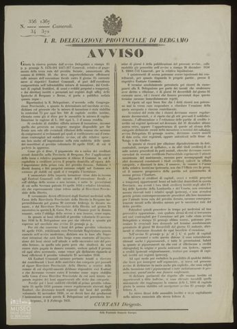 I. R. DELEGAZIONE PROVINCIALE DI BERGAMO AVVISO. GIUSTA LA RISERVA PORTATA