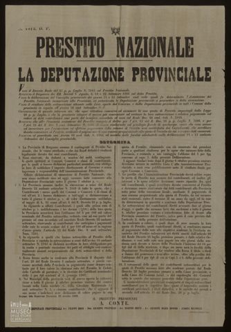 PRESTITO NAZIONALE. LA DEPUTAZIONE PROVINCIALE