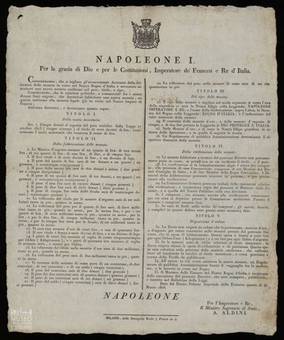 NAPOLEONE I PER LA GRAZIA DI DIO E PER LE COSTITUZIONI, IMPERATORE DE' FRANCESI