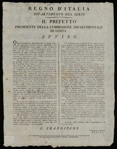 REGNO D'ITALIA DIPARTIMENTO DEL SERIO IL PREFETTO PRESIDENTE DELLA COMMISSIONE