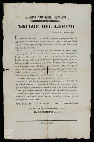 GOVERNO PROVVISORIO BRESCIANO. NOTIZIE DEL GIORNO