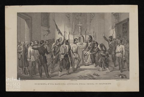 Scoperta d'una bandiera austriaca nella chiesa di Solferino