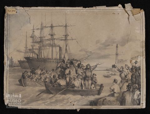 Imbarco a Genova della Spedizione Garibaldi