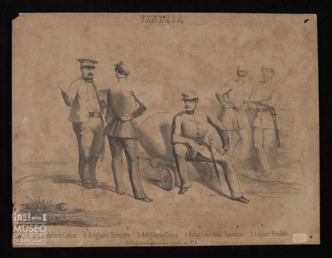 Venezia. Gondoliere Civico. Artiglieria terrestre. Artiglieria civica. Battaglione della Speranza. Legione Friulani
