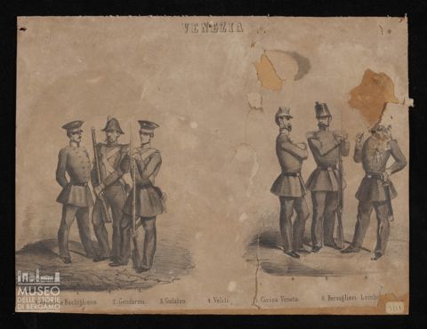 Venezia. Brenta e Bachiglione. Gendarmi. Galateo. Veliti. Civica Veneta. Bersaglieri Lombardi