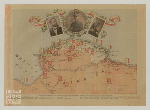 Grande carta geografico-strategica della Cirenaica indicante le posizioni degli eserciti italiano e turco a tutt'oggi