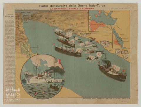 Pianta dimostrativa della guerra Italo - Turca La battaglia navale a Kunfidah