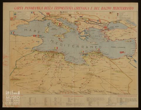 Carta panoramica della Tripolitania, Cirenaica e del bacino mediterraneo