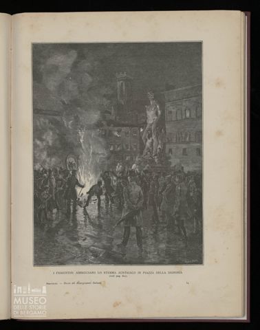 I fiorentini bruciano lo stemma austriaco in Piazza della Signoria