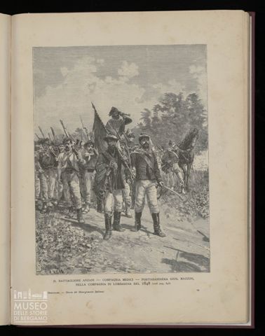 Il Battaglione Anzani - Compagnia Medici - portabandiera Gius. Mazzini, nella Compagnia di Lombardia del 1848