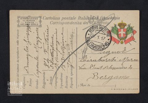 Amaglio Giuseppe, caporale maggiore, 84° Reggimento Fanteria, 17a Compagnia, 5° Battaglione Reclute, 15a Divisione a Tiraboschi Marco