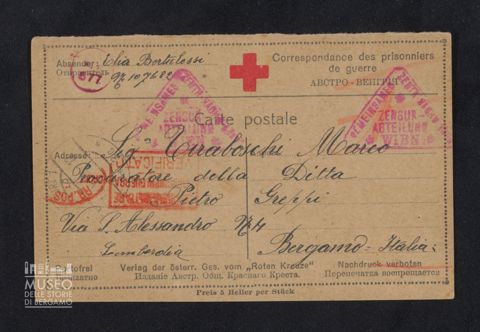 Bertulessi Elia, prigioniero di guerra n. 107682 a Tiraboschi Marco dal campo di prigionia