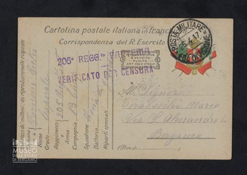 Fornoni Pietro, caporale, 205° Reggimento Fanteria, 13a Compagnia a Tiraboschi Marco