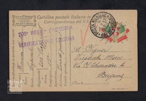 Fornoni Pietro, caporale, 205° Reggimento Fanteria, 13a Compagnia a Tiraboschi Marco