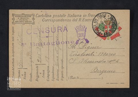 Fornoni Pietro, caporale, 205° Reggimento Fanteria, 13a Compagnia a Tiraboschi Marco