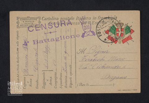 Fornoni Pietro, caporale, 205° Reggimento Fanteria, 13a Compagnia a Tiraboschi Marco