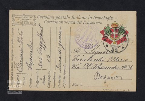 Fornoni Pietro, caporale, 205° Reggimento Fanteria, 13a Compagnia a Tiraboschi Marco