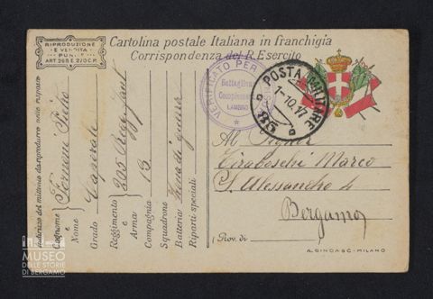 Fornoni Pietro, caporale, 205° Reggimento Fanteria, 13a Compagnia a Tiraboschi Marco