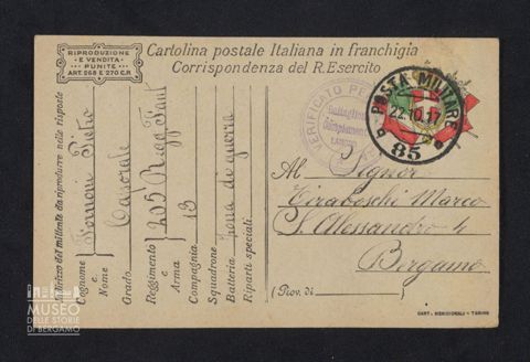 Fornoni Pietro, caporale, 205° Reggimento Fanteria, 13a Compagnia a Tiraboschi Marco