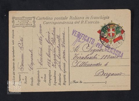 Fornoni Pietro, caporale, Centuria 1186 presso 158a Compagnia Genio, Peschiera per Cavalcaselle (VR) a Tiraboschi Marco