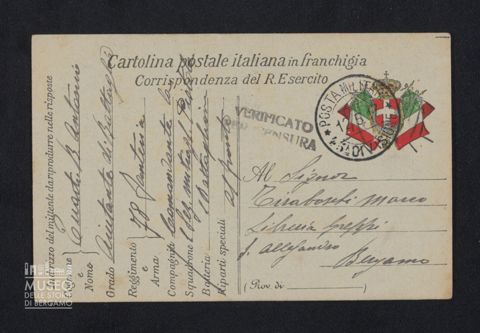 Quarti Battista Antonio, aiutante di battaglia, 78° Fanteria, Comandante della 1a Sezione Mitraglieri Pistole, 1° Battaglione, al fronte a Tiraboschi Marco