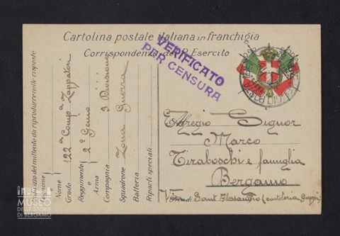 Savio Pietro, 122a Compagnia Zappatori, 2° Genio, 3a Divisione a Tiraboschi Marco e famiglia