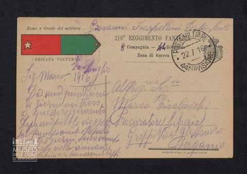 Scarpellini Giovanni, portaferiti, 218° Reggimento Fanteria, 8a Compagnia, 44a Divisione a Tiraboschi Marco