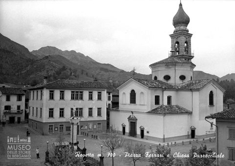 Chiesa di Rovetta: matrice per cartolina